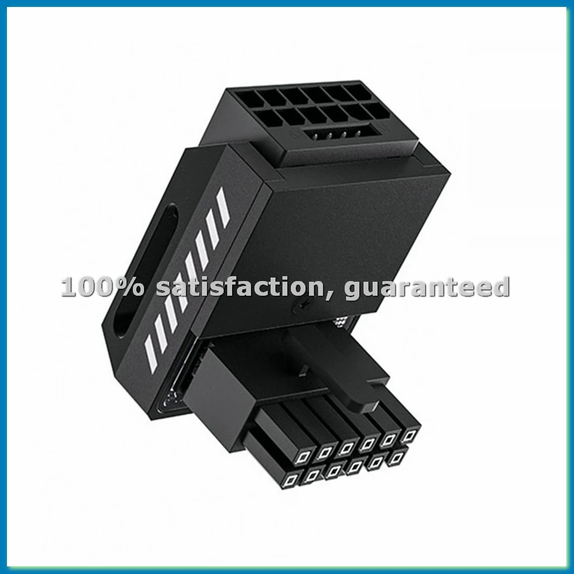 Adaptateur PCIe 5.0 600W 12+4 broches, angle droit 90 degrés, connecteur GPU 16 broches 12VHPWR pour 3090Ti 4070Ti 4080 RVS Noir