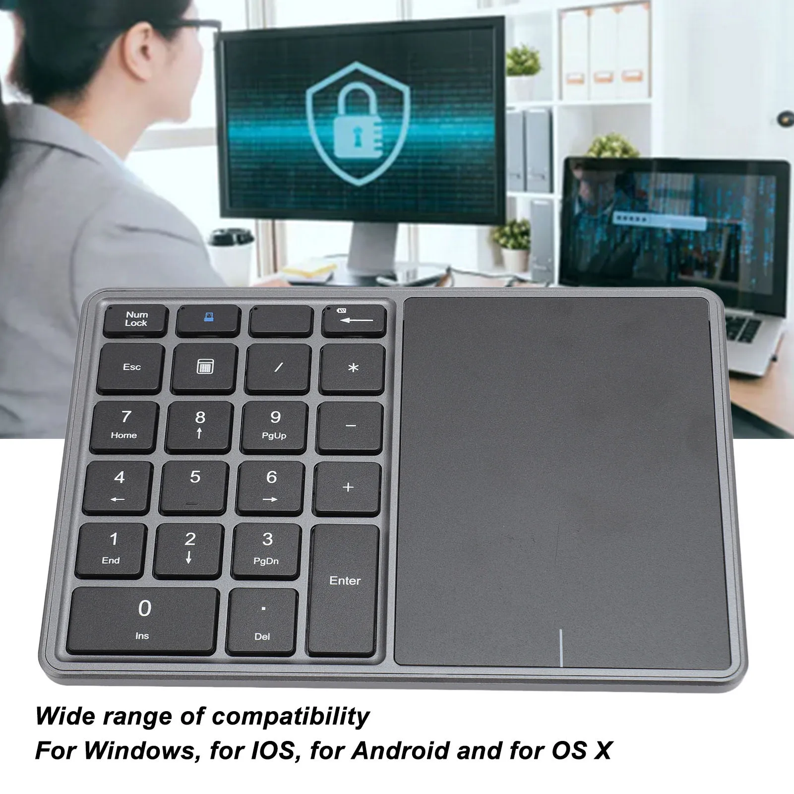 

Wireless Numeric Keypad Dual Modes Rechargeable Long Battery Life Professional 22 Keys Bluetooth Number Pad for Laptop for PC