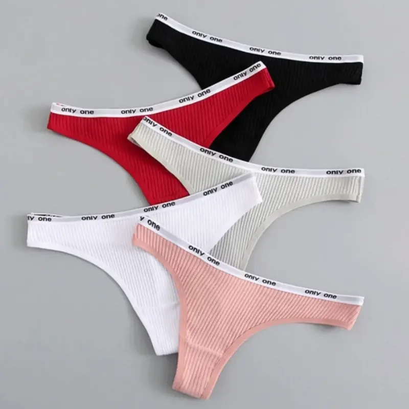 

3PCS Sexy Panties Cotton G-String Women Underwear Soft Intimates Letter Underpants Solid Color Thong Breathable Briefs Lingerie