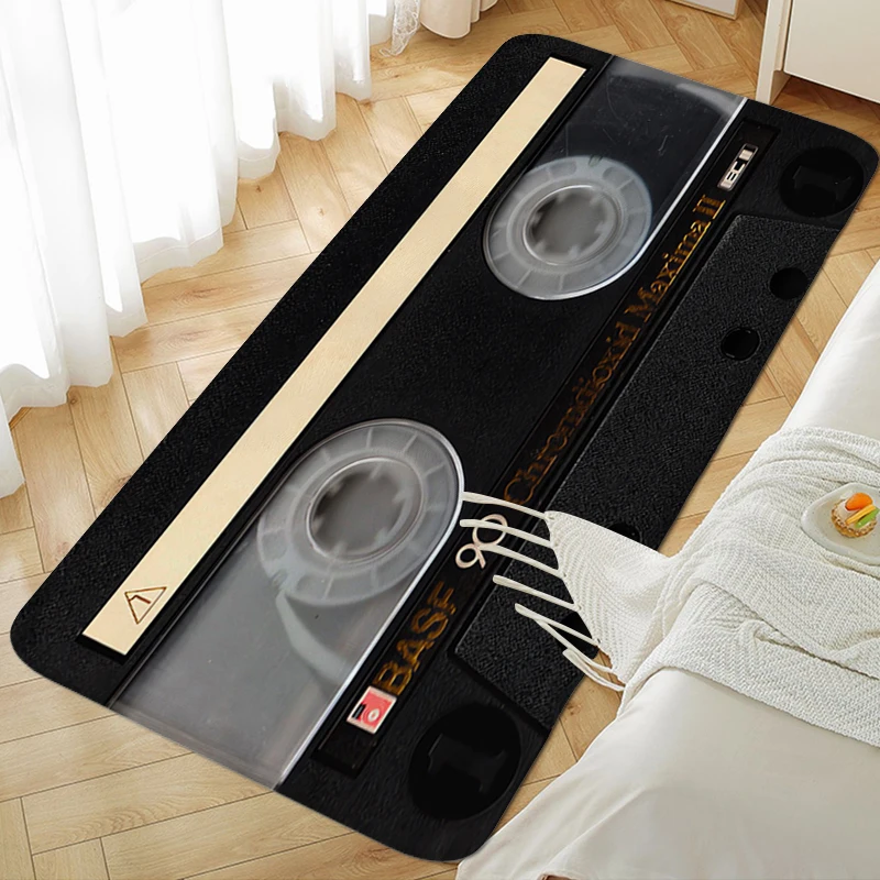 Carpet for Bedroom Vintage Cassette Music Tape Non-slip Foot Mat Custom Living Room Bathroom Rug Soft Doormat Entrance Door