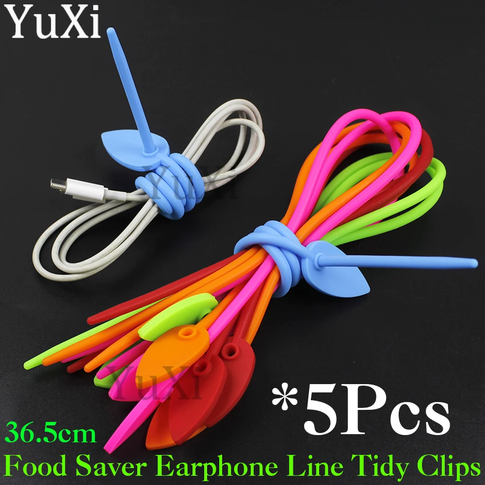 2/5Pcs Silicone Reusable Cable Wire Organizer Winder Storage Holder Bag Ties Cord Bag Clip Headset Data Line Wire Universal Tie