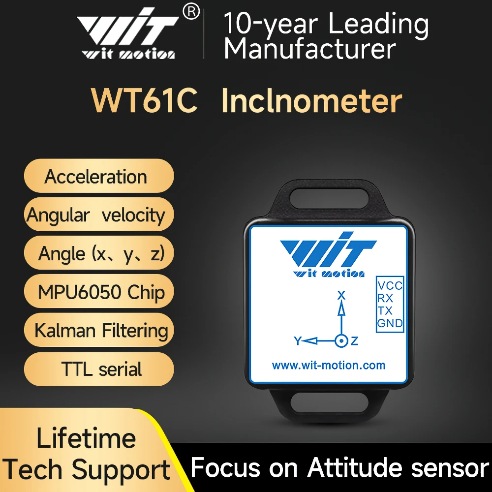 WitMotion WT61C AHRS Inclinometer Accelerometer+Gyroscope+Angle(High-Precision 3-Axis XYZ, 100HZ Output), Provide PC/Android App