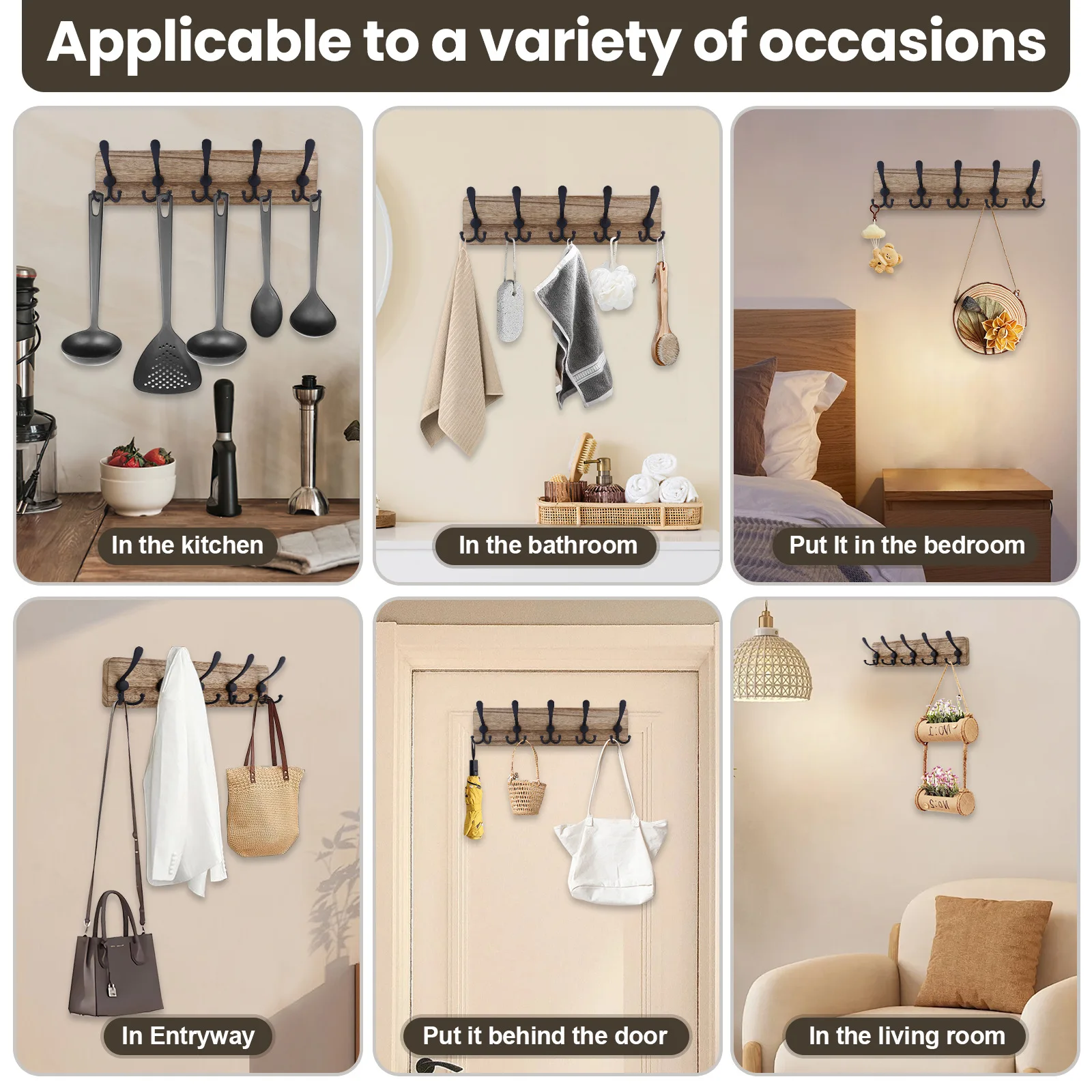 Log Retro-style Coat Hook Solid Wood Coat Hook Behind The Door Coat Hook Wall-mounted Nordic Style Log Coat Hook