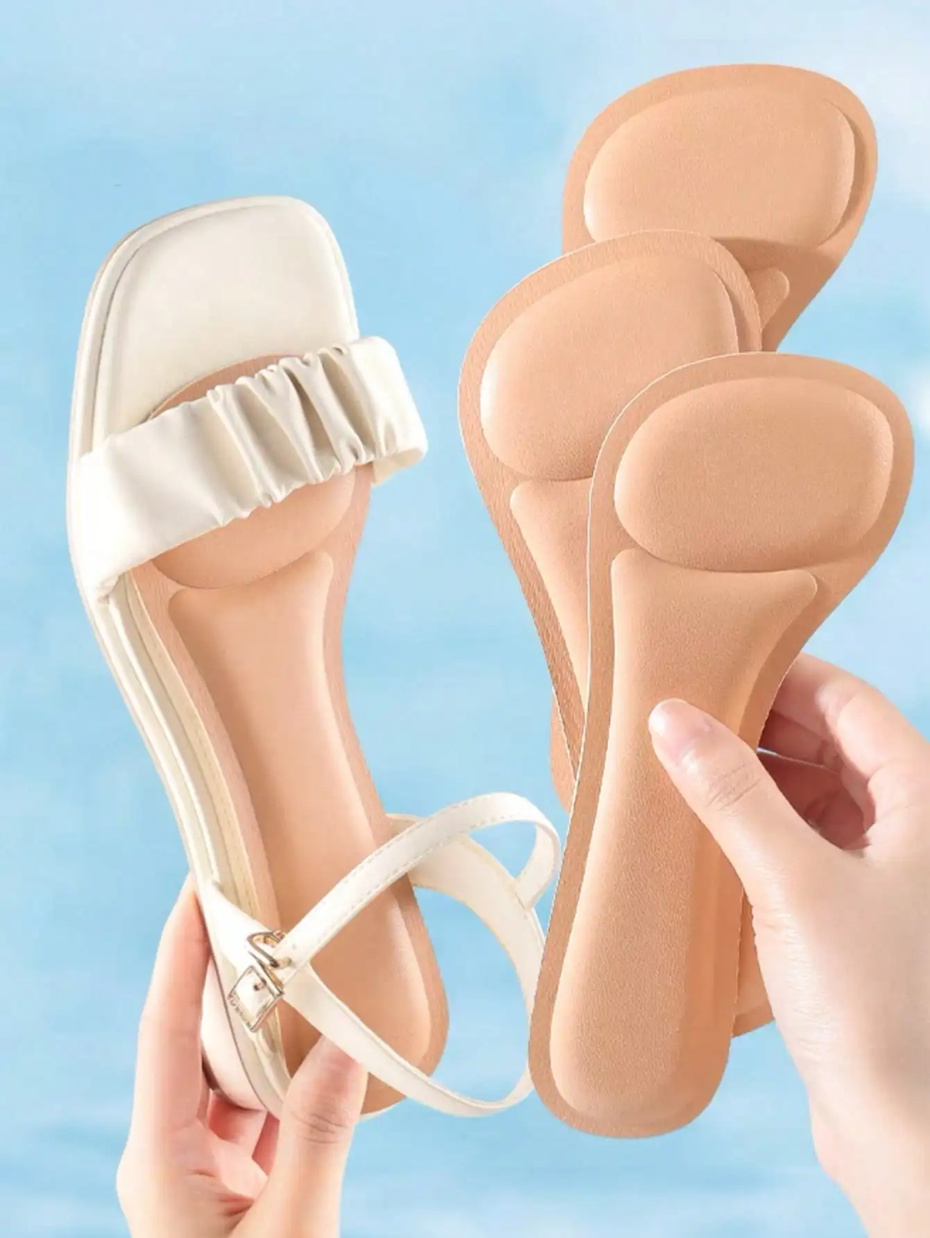 1 Paar selbstklebende, atmungsaktive, rutschfeste High-Heel-Kissenpolster für Damen, Sandalen mit weichem Boden, Absätze für Damen – Detail 4