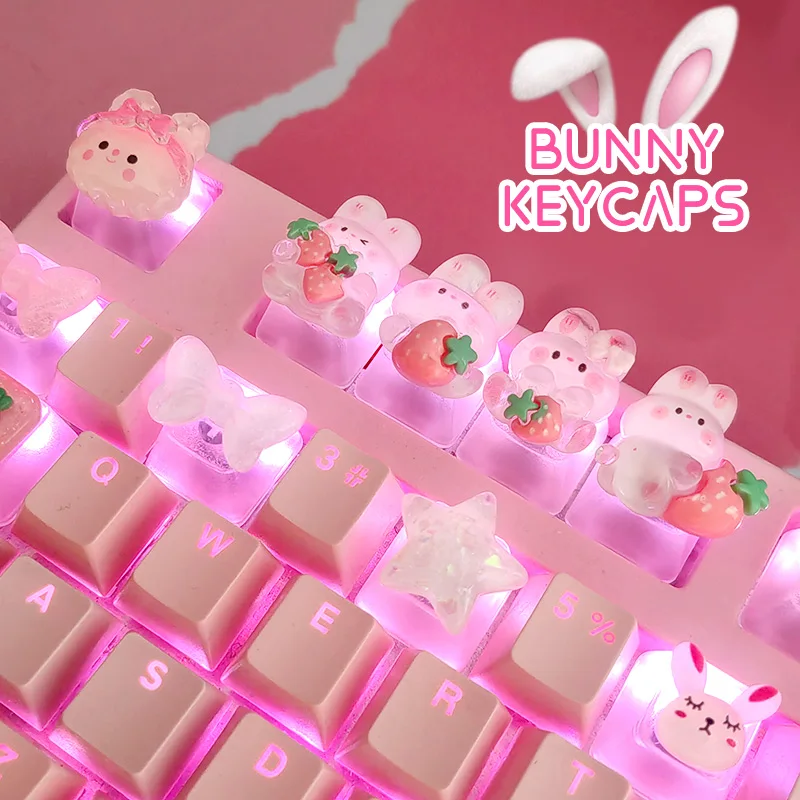 Long Eared Rabbit Personalized Keycap Mechanical Keyboard Special Transparent Cute Gift TabESC Supplementary Decoration Keycap