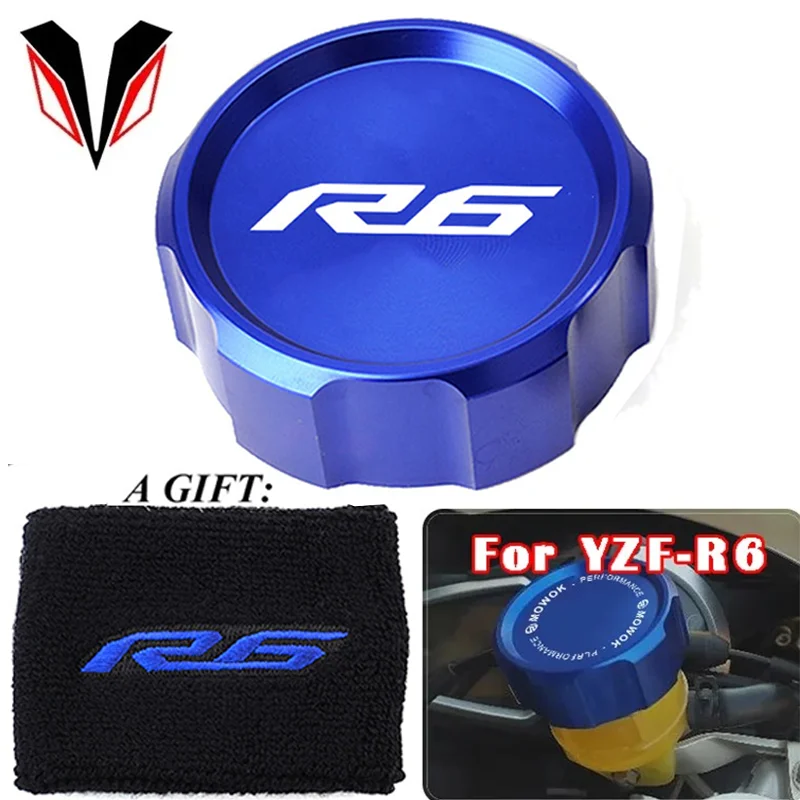 R6 Logo Motorcycle Front Fluid Oil Brake Reservoir Cap Gift Cover Socks For Yamaha YZFR6 YZF R6 R6S 1999-2021 2005 2007 2010