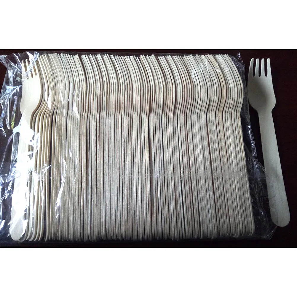 200Pcs Wooden Cutlery Disposable Set Forks Spoons Knives Tableware Wood Utensils for Bbq Picnic Party Wedding Wood Untensils