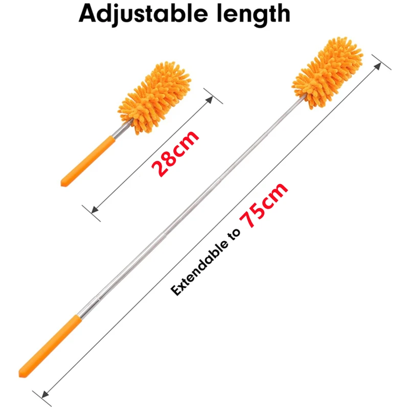 New Retractable Microfiber Duster Cleaning Brush Flexible Dust Cleaner Brush Cleaning Car Window Office Household Cleaning Tool