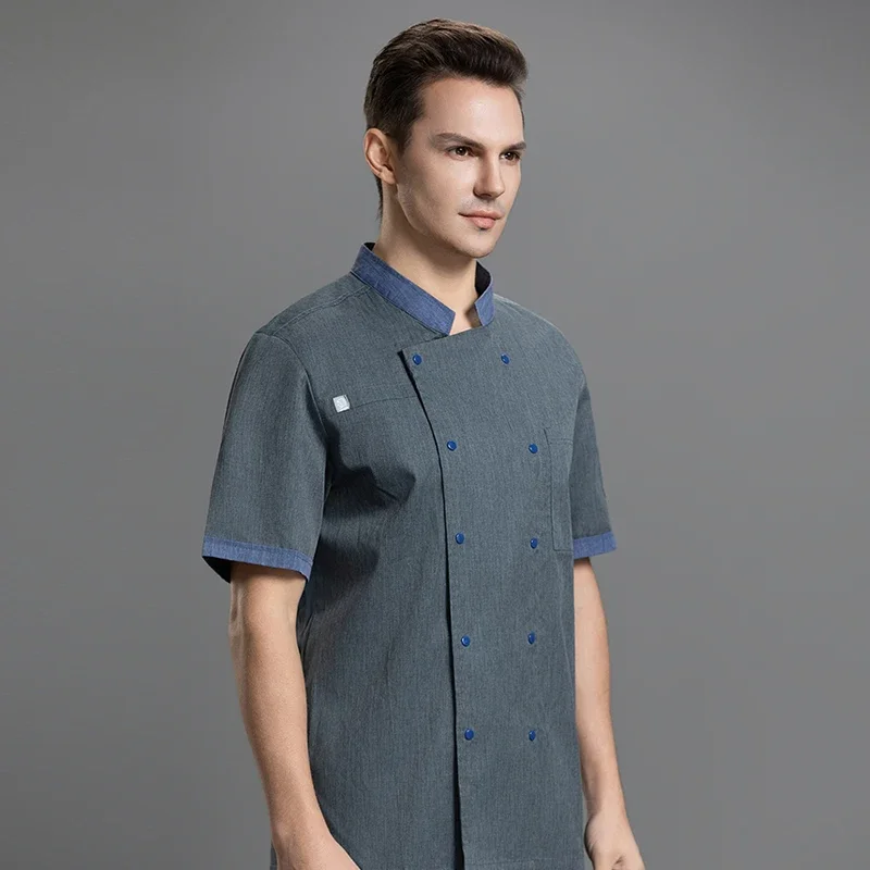 Ropa de trabajo para comedor de verano, chaqueta de cocinero de cocina, camisa de camarero de panadería, abrigo de restaurante, uniforme de Chef de Catering, ropa de Hotel