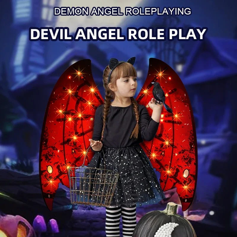 

Kids Electric Devil Wings With Music Lights Automatic Swing Sparkling Demon Wings Birthday Party Gift Children Luminous Toy