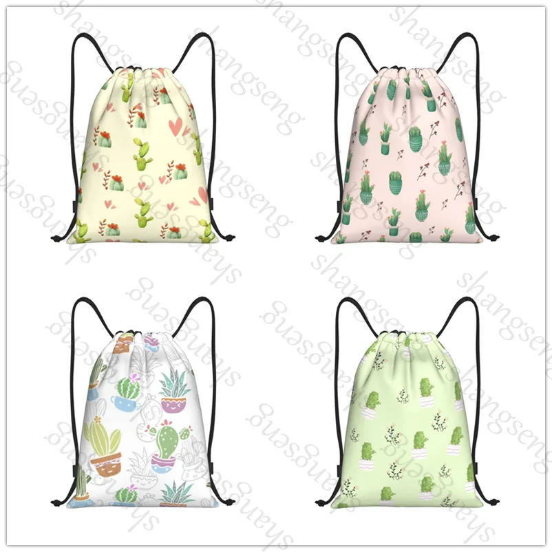 

Cactus Cartoon Bicycle Backpack Gym Drawstring Shoe Bag Multifunctional Sports Bag Beach Travel Backpack Unisex Gift