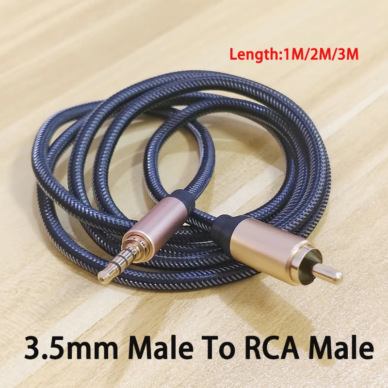 1PC RCA Coaxial To 3.5mm TRRS Cable For Phone Laptop TV Car S/PDIF Adapter Converter 3.5mm Jack Phono Plug 1/2/3 Meters Long