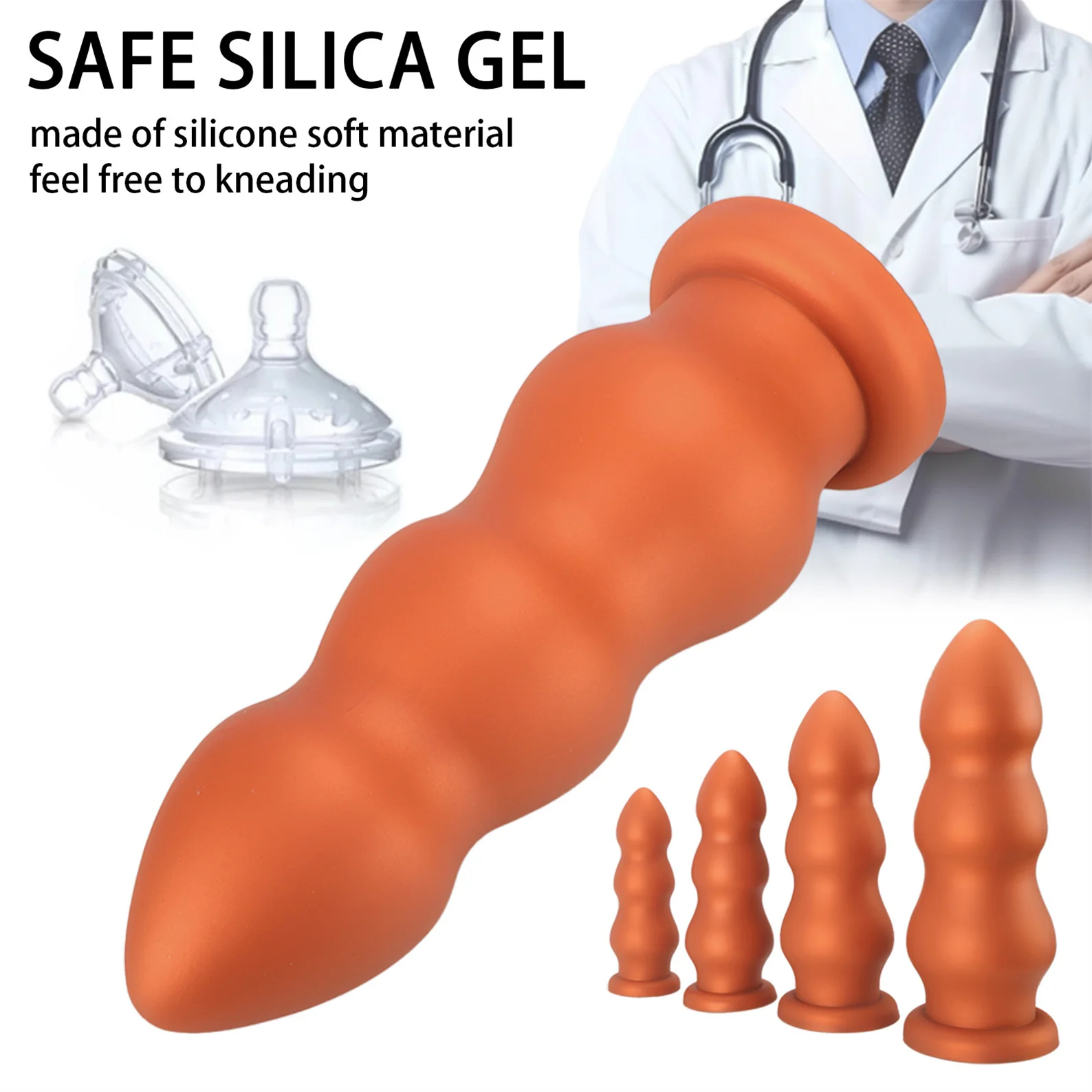 4 Size Big huge anal beads butt plug smooth soft silicone dilatador anal dildo penetration anal toys buttplug