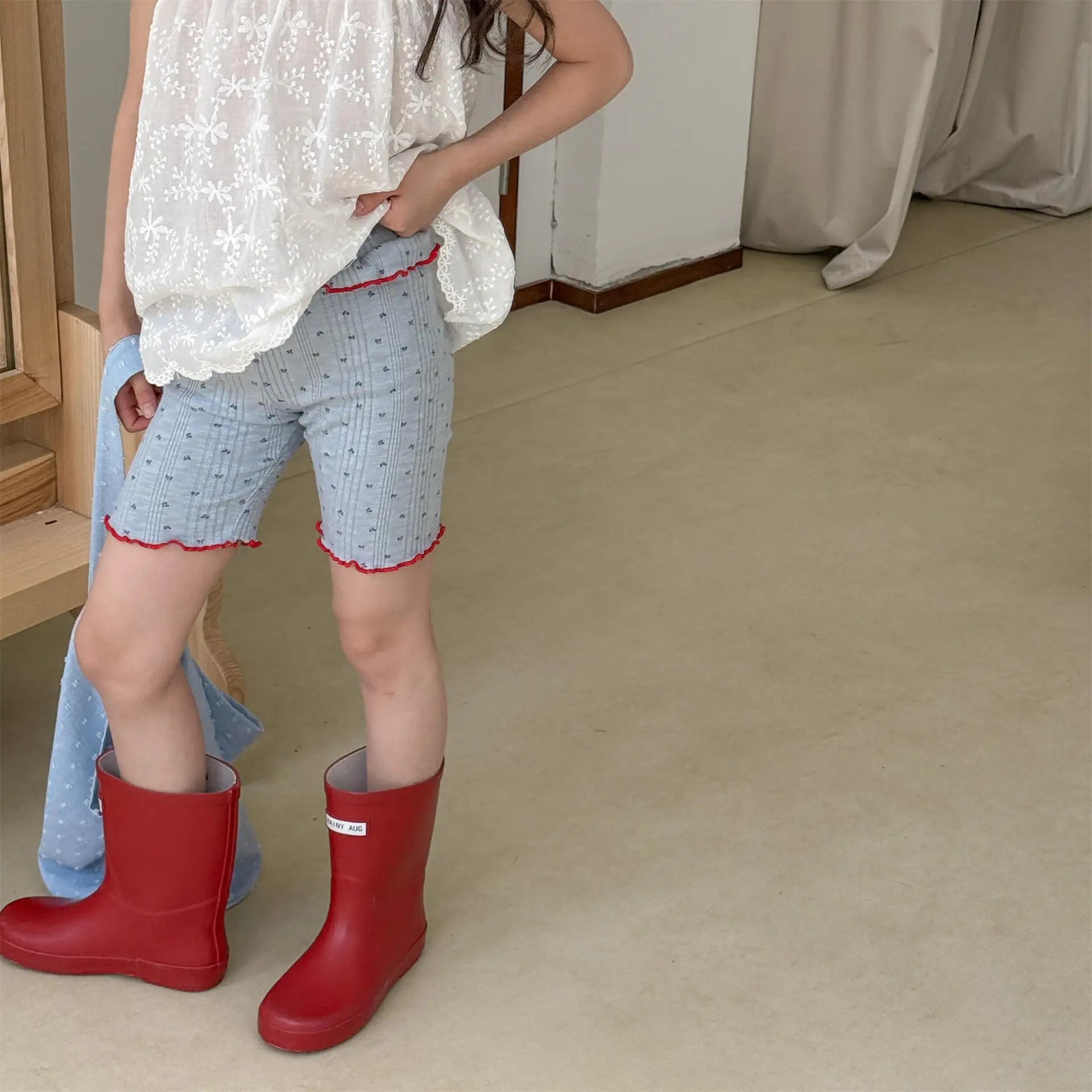 

1-7Y Girls Shorts 2025 Summer Korean Style Baby Shorts Cotton Print Toddler Ruffled Leggings Shorts Children's Clothes