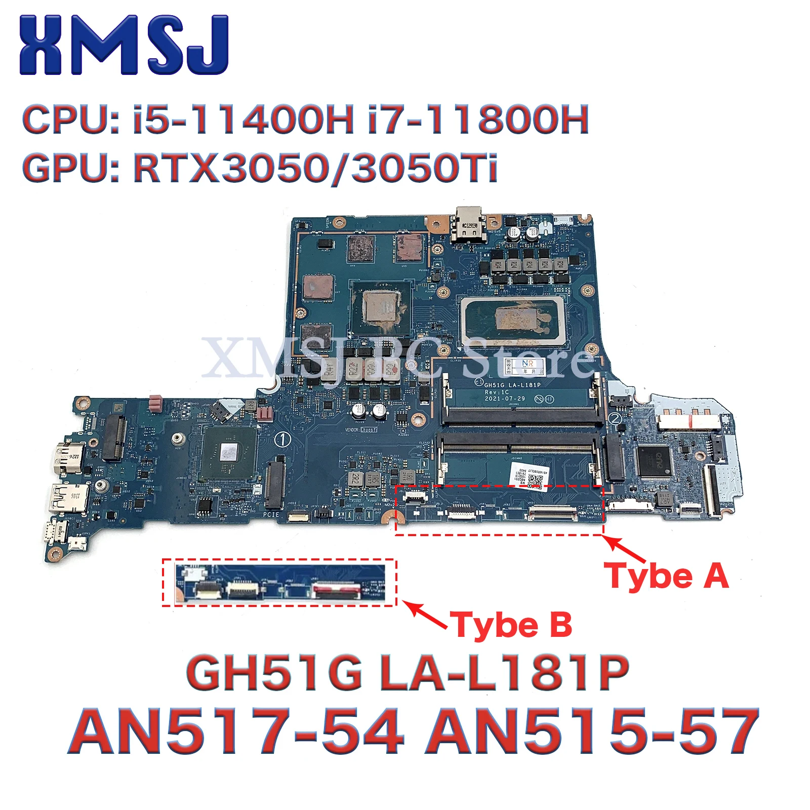 GH51G LA-L181P For Acer Nitro 5 AN517-54 AN515-57 Laptop