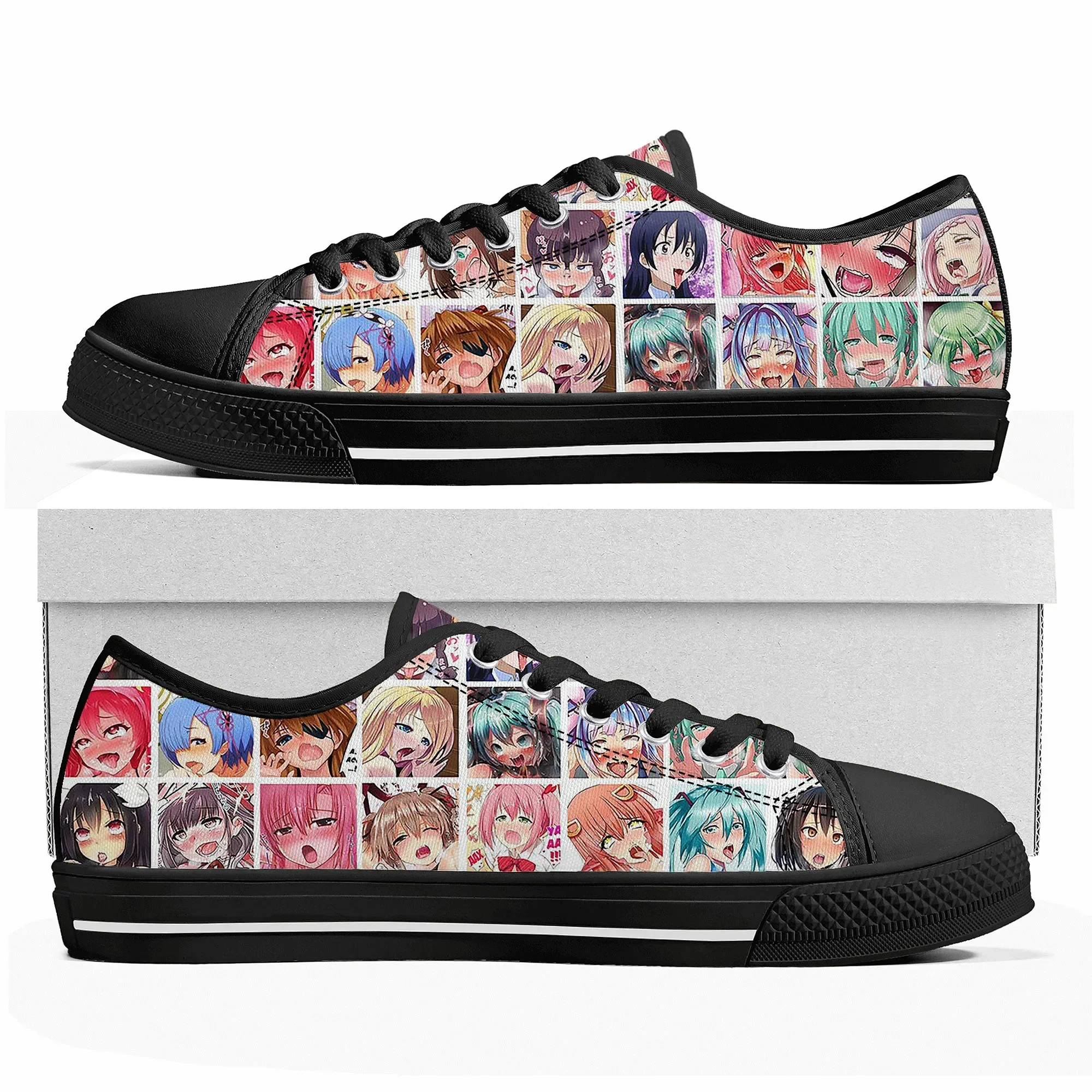 Cartoon A-Ahegaos Low Top Sneakers Mens Womens Teenager Canvas High Quality Sneaker Casual Custom Made Shoes Customize DIY Shoe