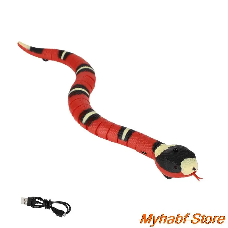 Moving Snake Tease Toy Pet Cat Interactive Simulation Sensing Snake for Teasering Pet Dog Cat Play USB Rechargeable Kids Gifts