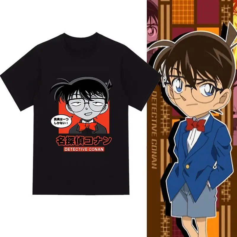 2026 Sommer Bestseller Mode Anime Detektiv Conan Baumwoll-T-Shirt mit Aufdruck Lässiges Hip-Hop Streetwear Rundhals-T-Shirt Groß