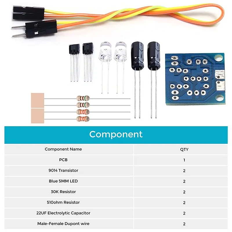 ชุดของตกแต่งงานปาร์ตี้ไฟแฟลช LED 5มม. 4ชิ้นทักษะการเรียนรู้วงจร PCB ชุดอุปกรณ์ฝึกอิเล็กทรอนิกส์