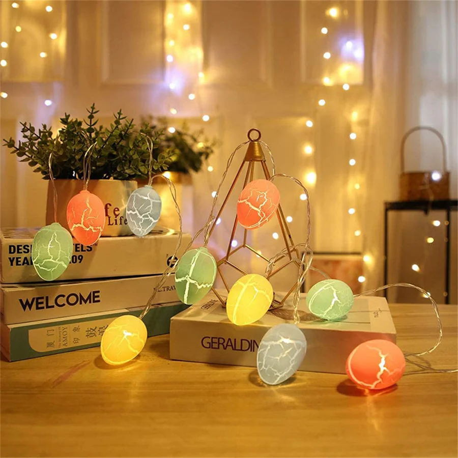 2023 New LED Christmas Fairy String Lights Battery Powered 1.5M/3M Easter Crack Egg Garland Lights for Home Wedding Party Decor