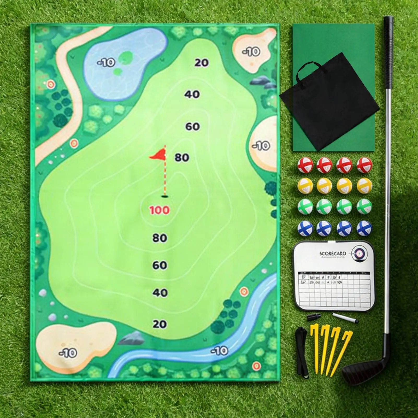 

Портативный большой складной липкий тренажер для гольфа, тренировочный коврик для игры в гольф, спортивная игрушка для сада, двора, патио, лужайки