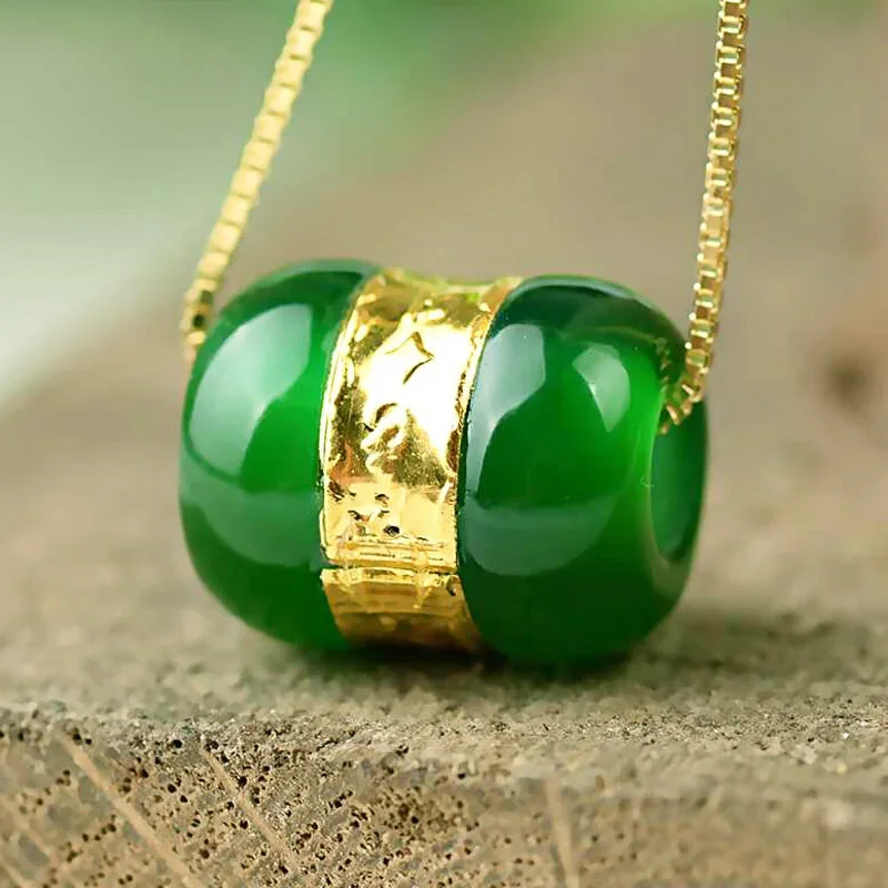 Chiński Jadeit Inlay Naszyjnik z koralików powodzenia DIY Akcesoria Biżuteria Moda Ręcznie rzeźbiony damski amulet