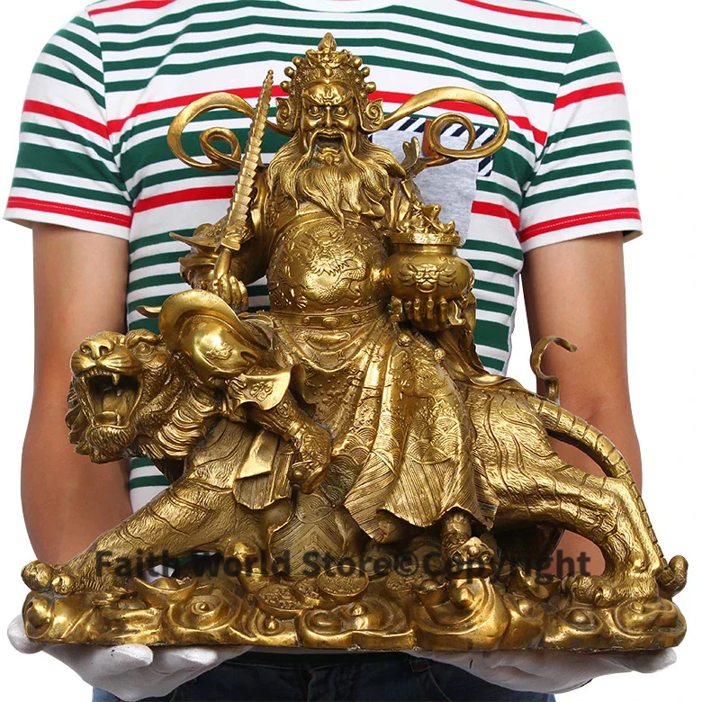 42CM # office home house efficacious Talisman Protection # Money Drawing Martial the god of fortune Zhao Gongming Brass statue