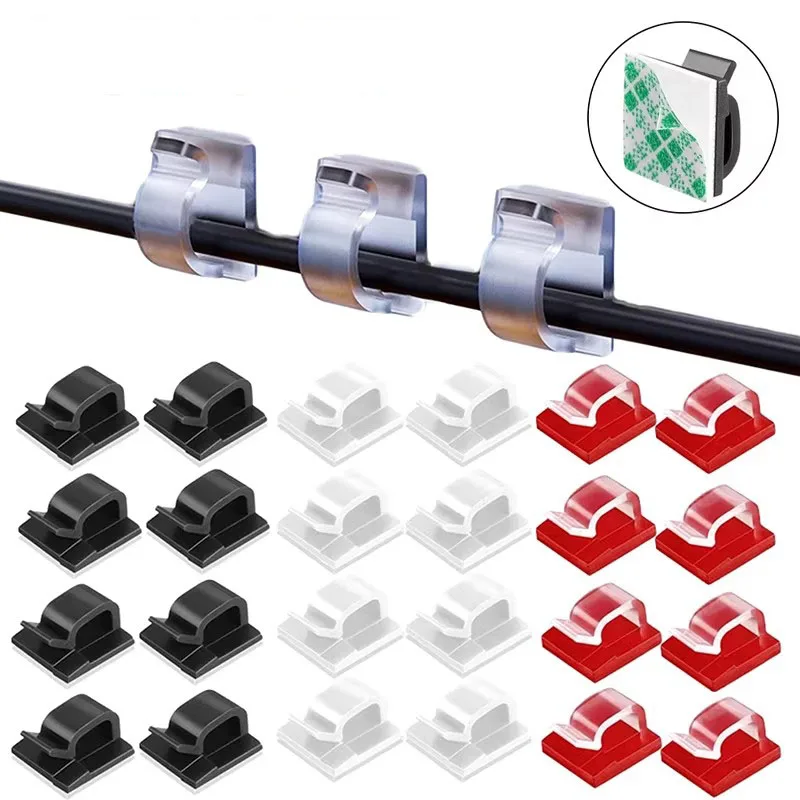 5-20Pcs Self Adhesive Cable Clips Cord Management Wire Holder Organizer Clamp Desk Tidy Cable Manager In Car Home Office Clips