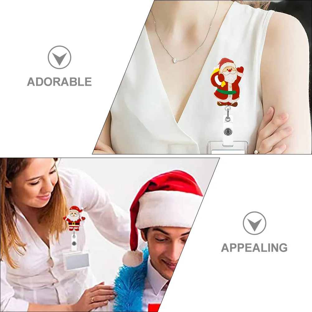 5 pezzi di porta badge retrattile per Babbo Natale porta badge per infermiera di Natale porta carte d'identità da lavoro accessorio per carte di Natale