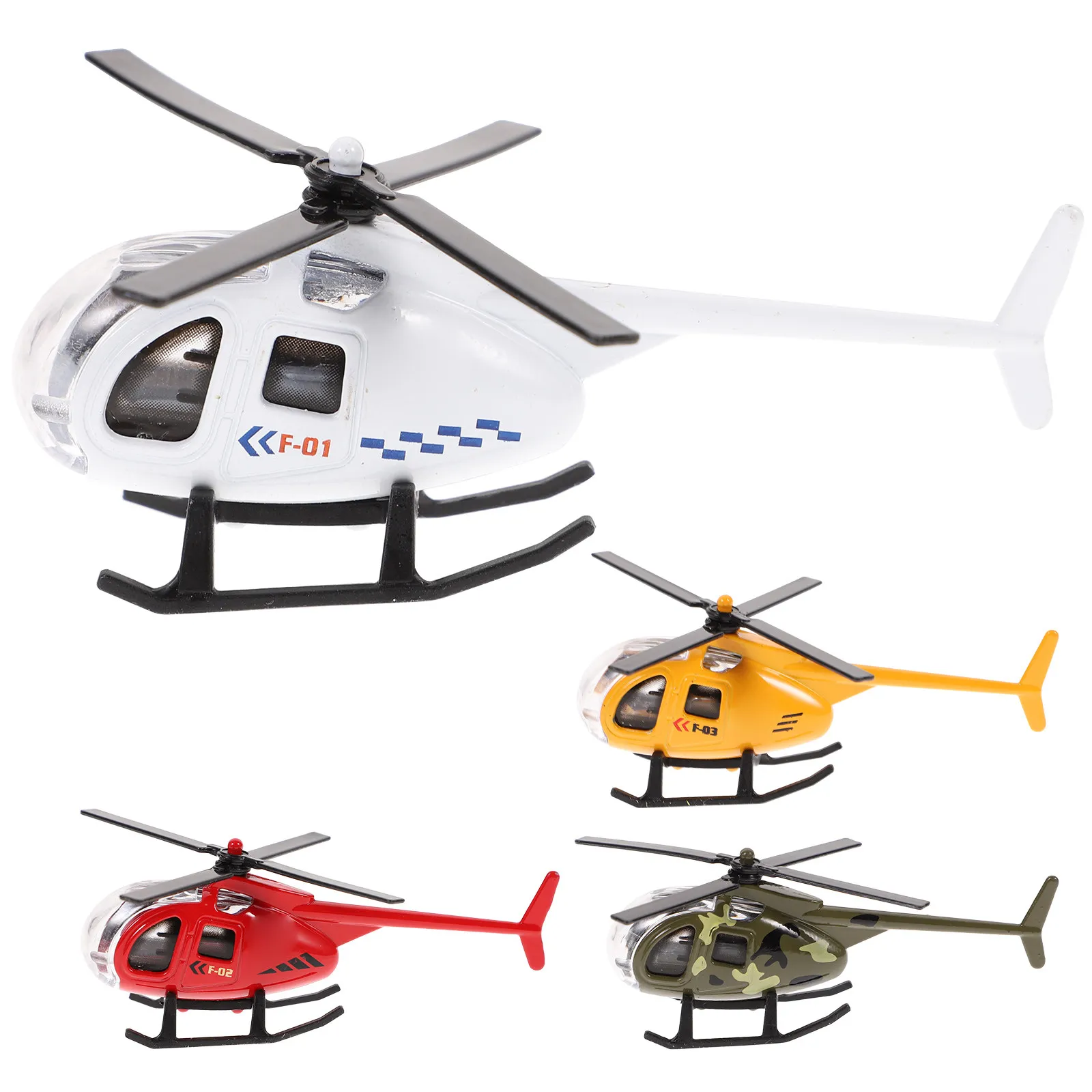 

4Pcs Realistic Helicopter Metal Crafts Plane Decoration Kids Style Home Office Tabletop Airplane Metal Ornament Creative Plane