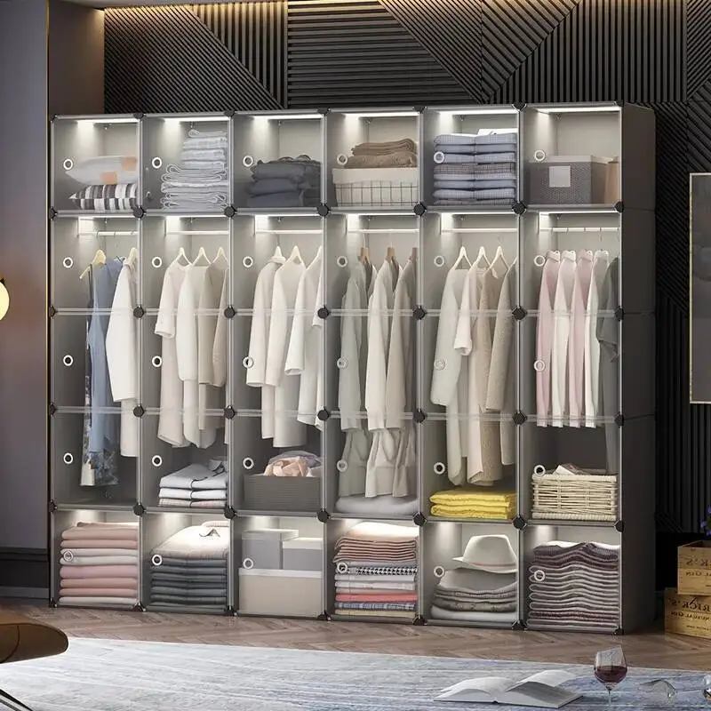 خزانة أطفال محمولة، وحدات صغيرة لتوفير المساحة، ملابس مفتوحة، منضدة، خزانة ملابس صغيرة، أثاث عصري