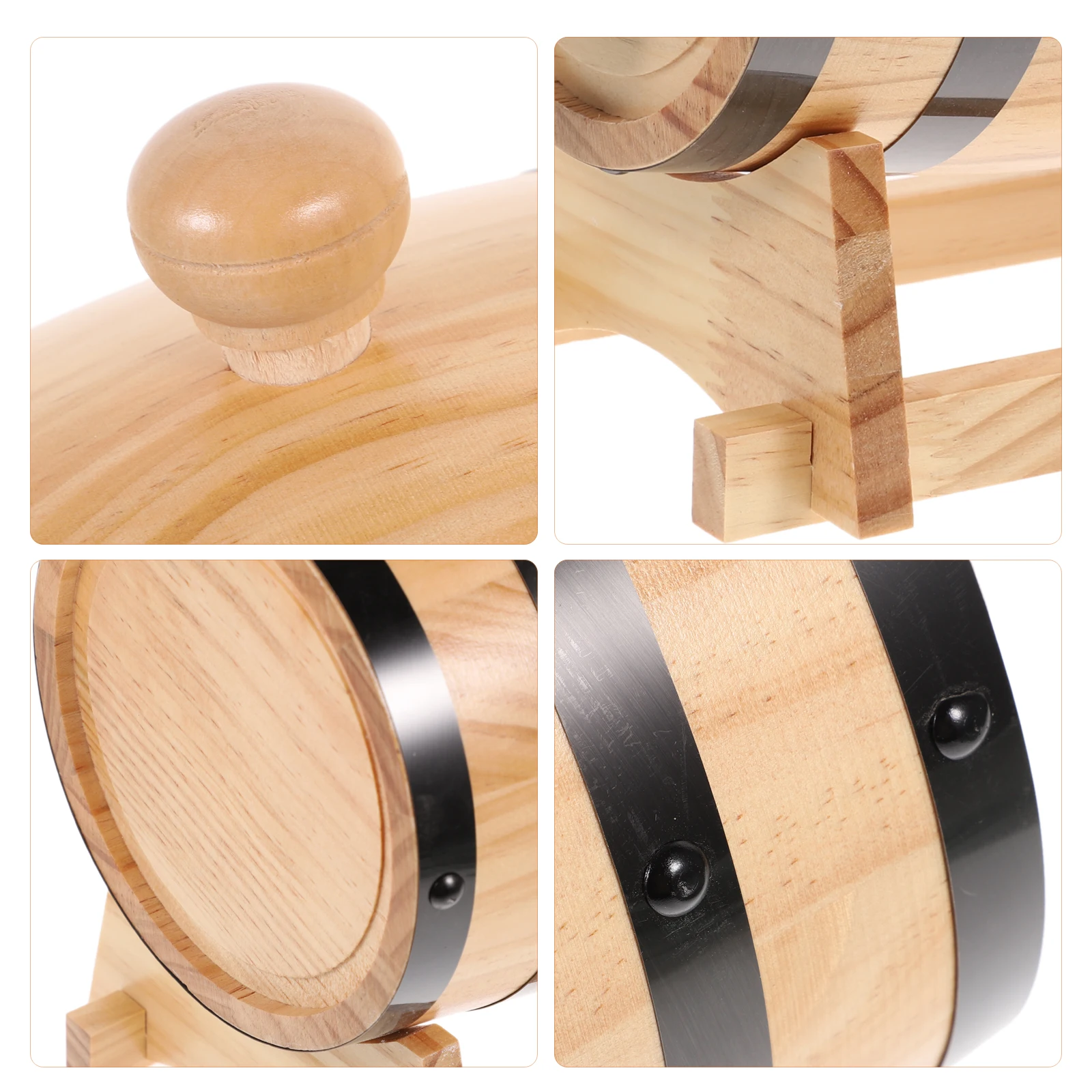 

1pc Handmade Wooden Barrel for Home Bar Decor Oak Beer Cask Spigot Bung Stand Eco-Friendly Vintage Dispenser Practical Wood
