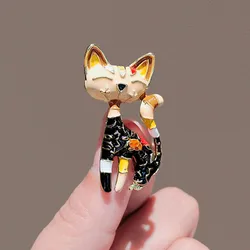 Enamel Cat Brooches for Women Colorful Cartoon Cat Animal Kitten Lapel Pin Casual Jewelry Office Gifts