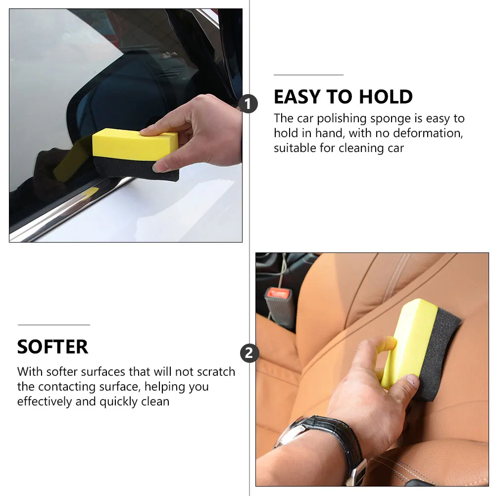 

10pcs Car Wash Sponge Soft PE Material Tire Dressing Applicator Pads Waxing Scrubber Sponges for Auto Detailing Cleaning Tools