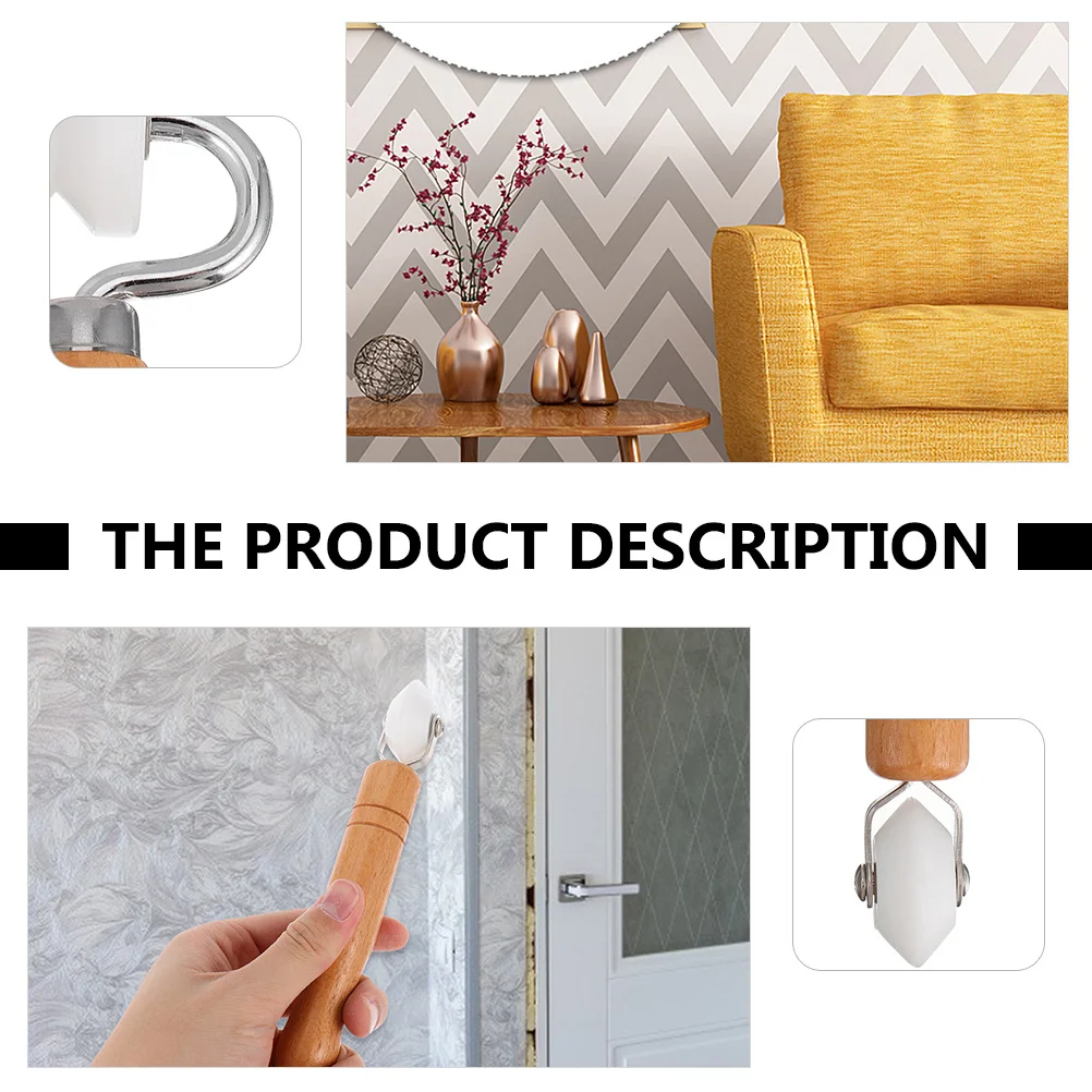 

2Pcs Wooden Handle Wallpaper Seam Roller Flat Seam Roller for Wall Paper Construction Internal External Corners