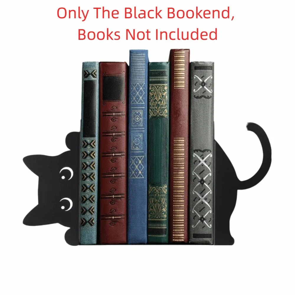 Versatile Metal Bookend Black Metal Durable Iron Cat Bookend Sitting Standing Cats Exquisite Creative Book Holder Home Library