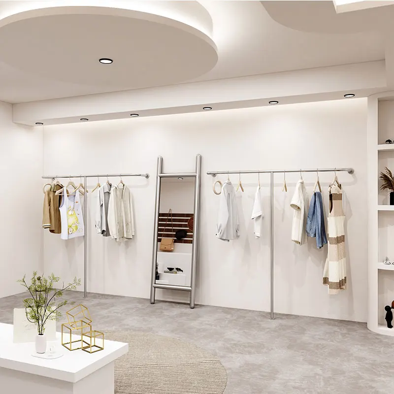 

Clothing Store Stainless Steel Display Rack Customized Men's and Women's Clothing Store Shelf Display Rack Wall