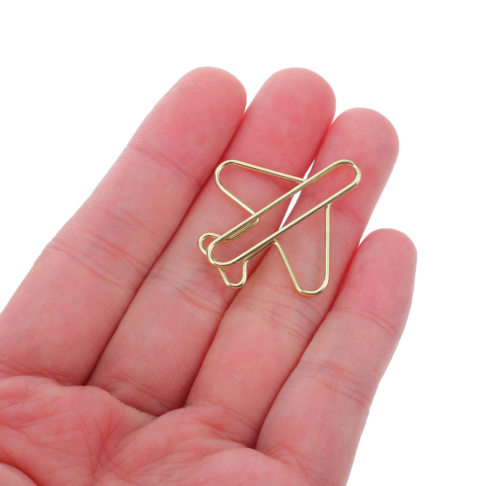

100pcs Airplane Shape Paper Clips Unique Designer Office Supplies Electroplated Metal Gold Creative Stationery For