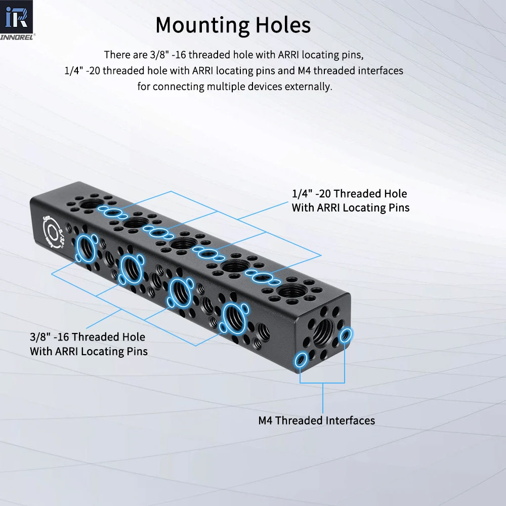 INNOREL Multi-Function Cheese Grip Extension Bar with Arri Locating Holes for Camera Cage Frames,DIY Video Rigs,Cheese Plates