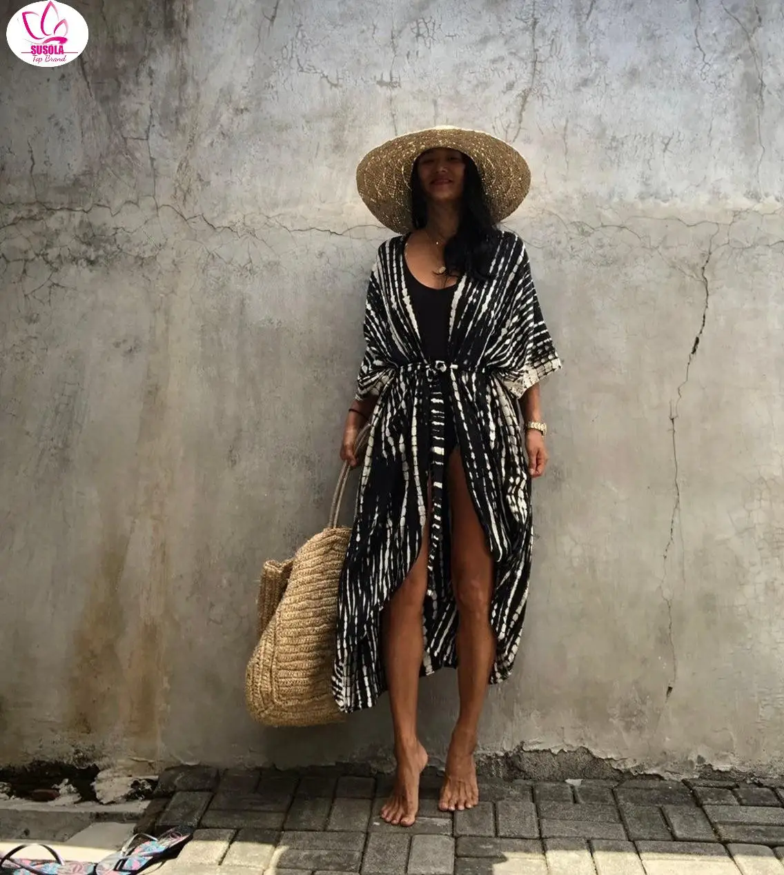 SUSOLA Lady Sexy Bikini Cover-ups Boho Printed Fringed Long Kimono Carfigan Tunic Women Beach Wear Swim Suit Cover Up