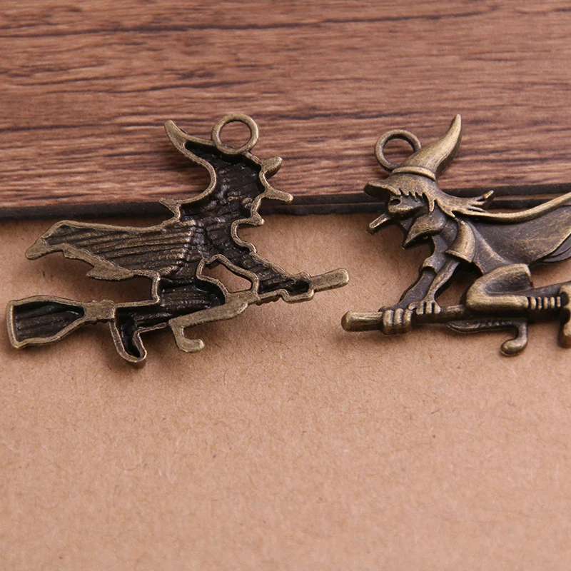 6PCS 30*38mm Vintage Metal Witch Witchcraft Charms DIY Handmade Accessories Classic Charm Jewelry Making