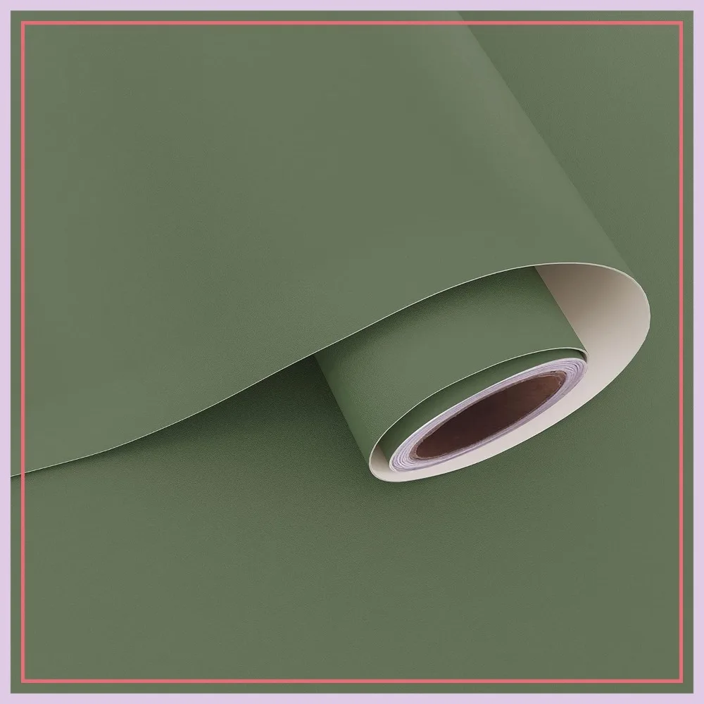 

VaryPaper Large Size Sage Green Peel and Stick Wallpaper 32''x354'' Matte Thick Vinyl for Cabinets Countertops Shelf Liners