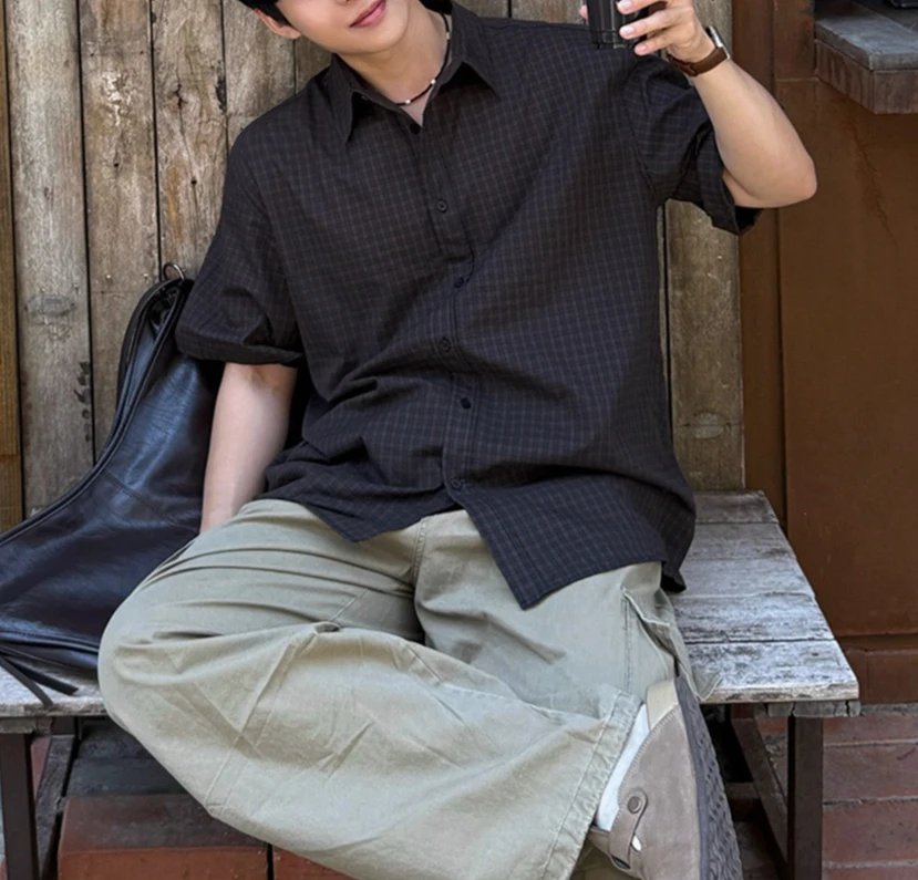 Old Money Style Sub Short Sleeve Shirt Men's 2026 Summer Loose Casual Shirt Versatile Top Cotton