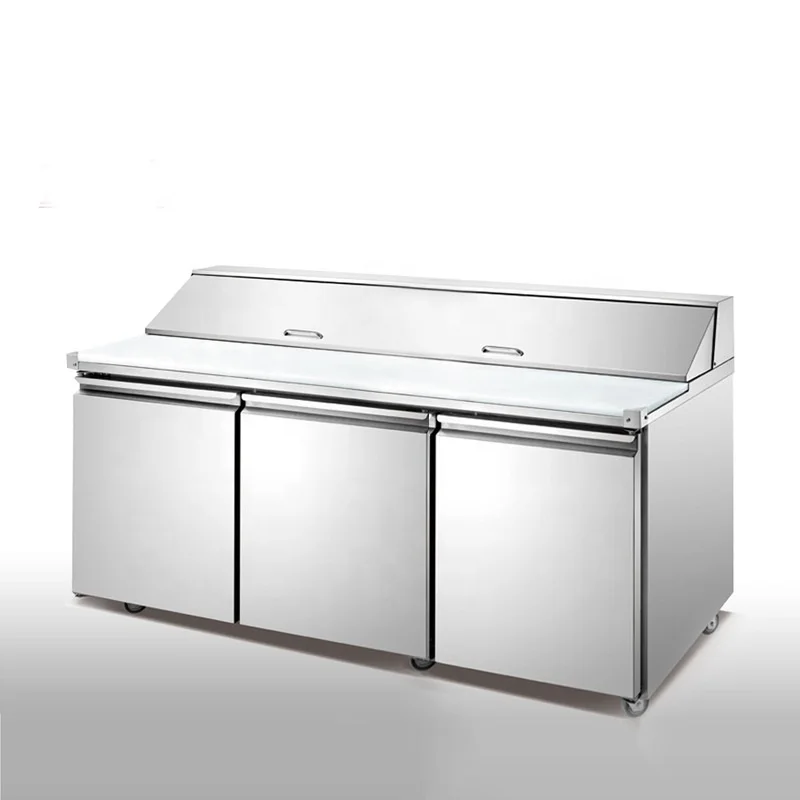 Fresh-keeping Workbench Refrigerator Air-cooled Western Food Cabinet Stainless Steel Operating Table Salad Cabinet Pizza Cabinet