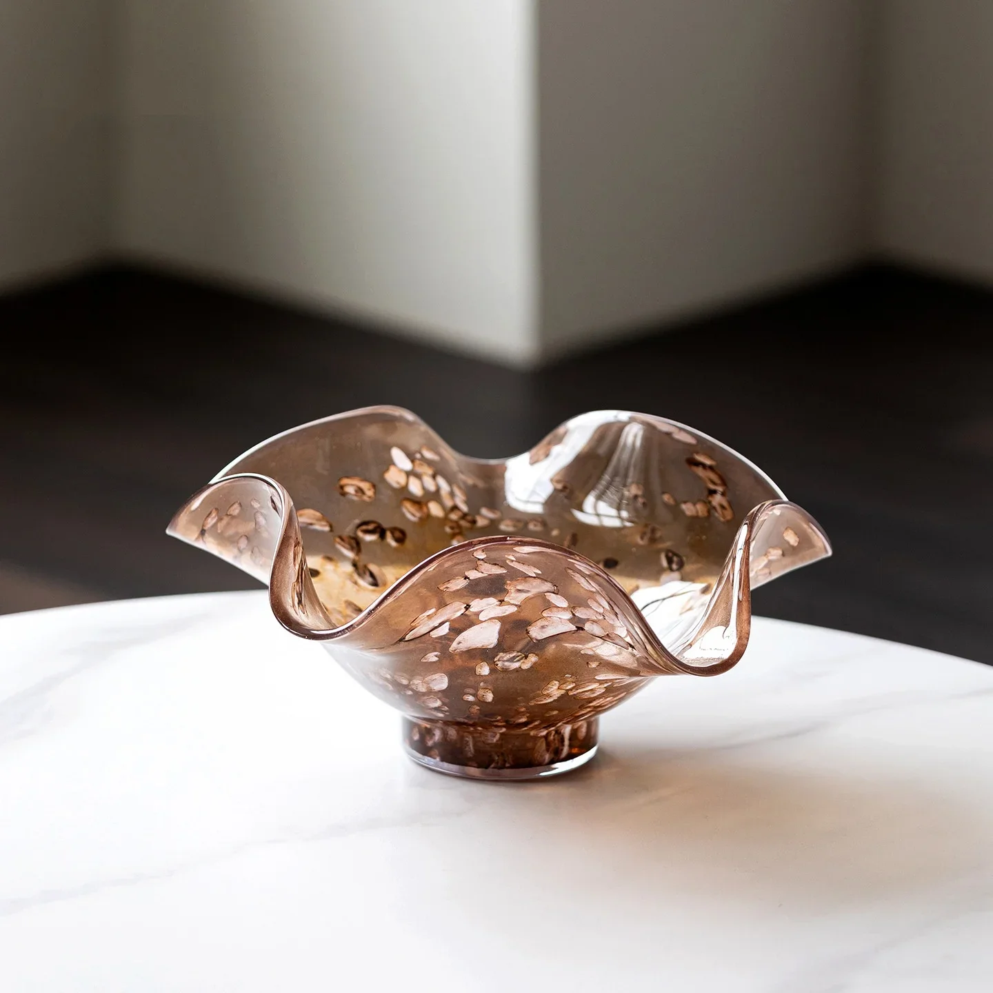 Creative Colored Handcrafted Glass Fruit Plate Special-shaped Wave-shaped Storage Tray Desktop Container Jewelry Dish