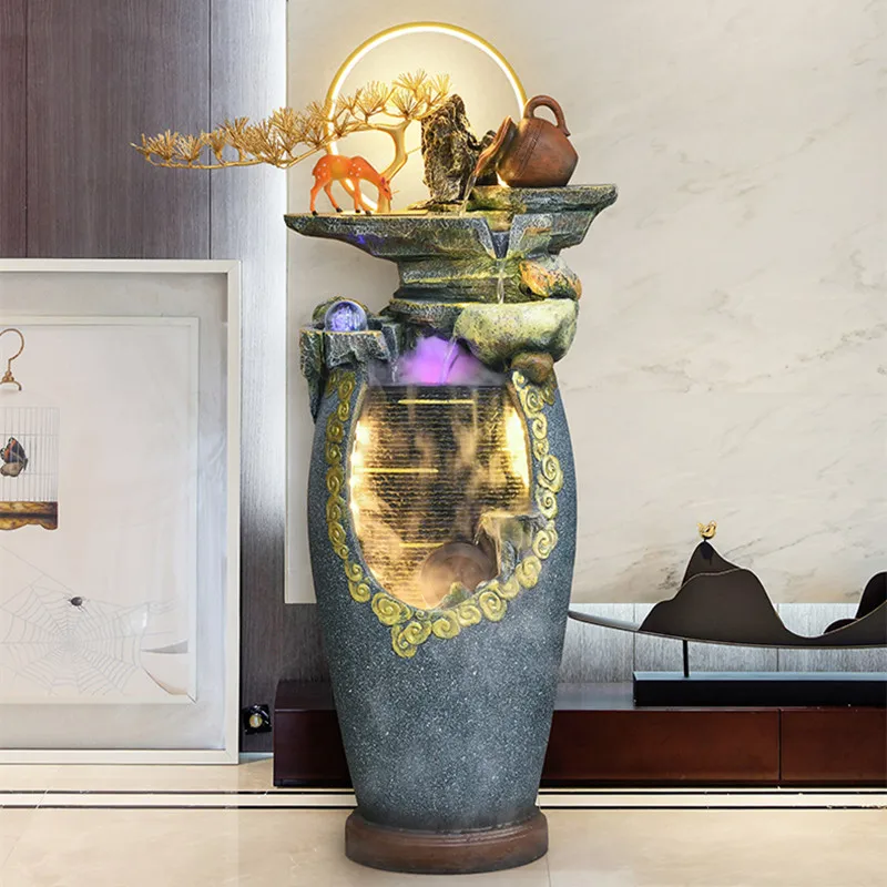 Yjq new Chinese rockery flowing water floor fountain opening gift balcony courtyard garden living room lucky ornament