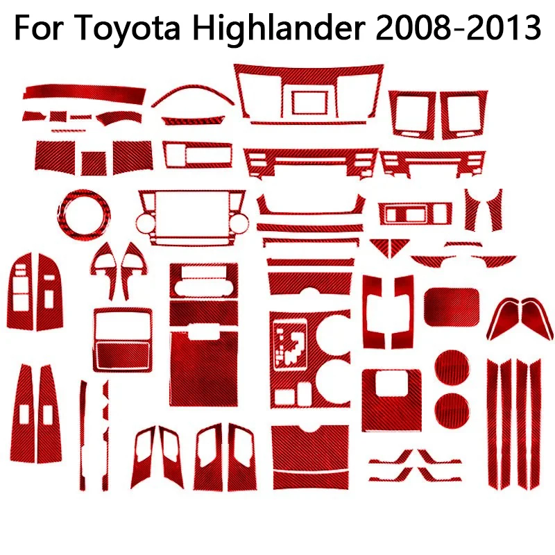 For Toyota Highlander 2008 2009 2010 2011 2012 2013 Carbon Fiber Red Protection Stickers Car Interior Decorative Accessories
