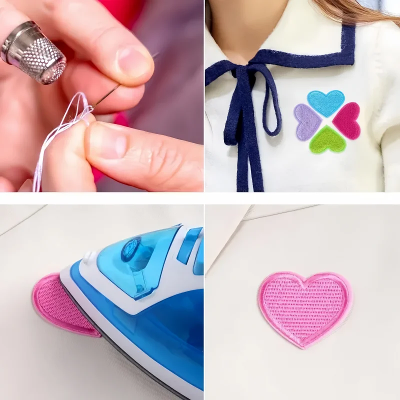 20Pcs/Lot Mini Love Heart Patches Embroidered Pactch Iron On Fabric For DIY Sewing Crafts Appliques Badge Clothing Accessories