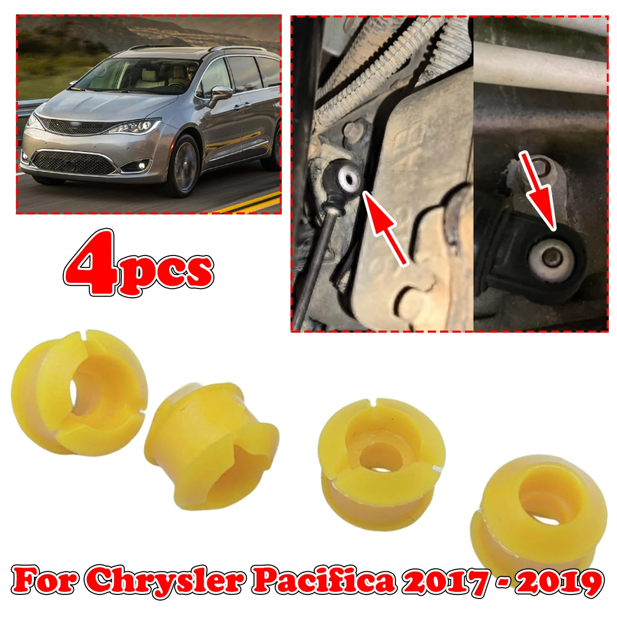 

4x Shift Cable Bushing For Chrysler Pacifica 2017 - 2019 Shifting Fix Gear Selector Change Lever Linkage End Pivot Grommet Trans