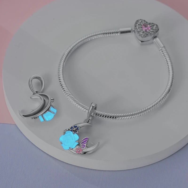 Fit Original Bracelet Silver Plated Cat Moon Shape Stars Love Charms Pendants For Women Jewelry Making Gift view 6